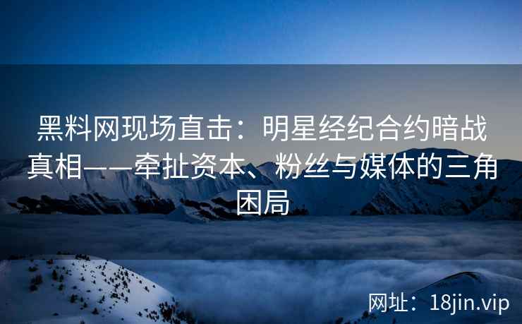 黑料网现场直击：明星经纪合约暗战真相——牵扯资本、粉丝与媒体的三角困局