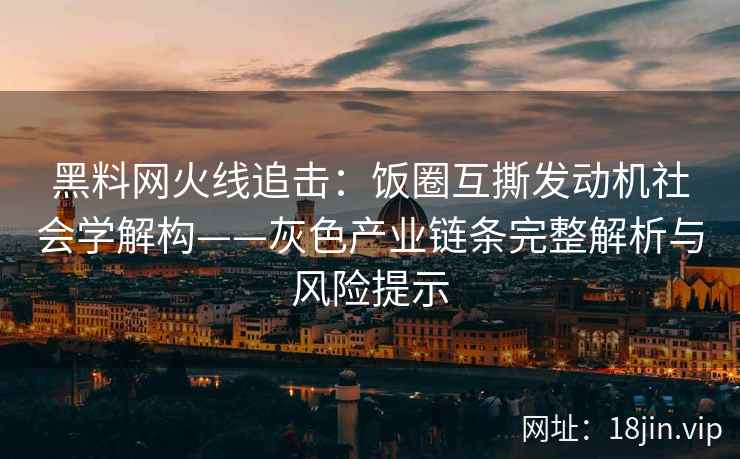 黑料网火线追击：饭圈互撕发动机社会学解构——灰色产业链条完整解析与风险提示