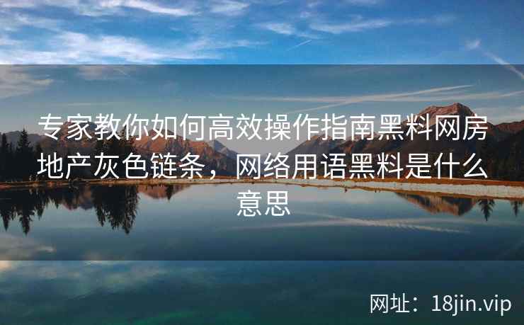 专家教你如何高效操作指南黑料网房地产灰色链条，网络用语黑料是什么意思