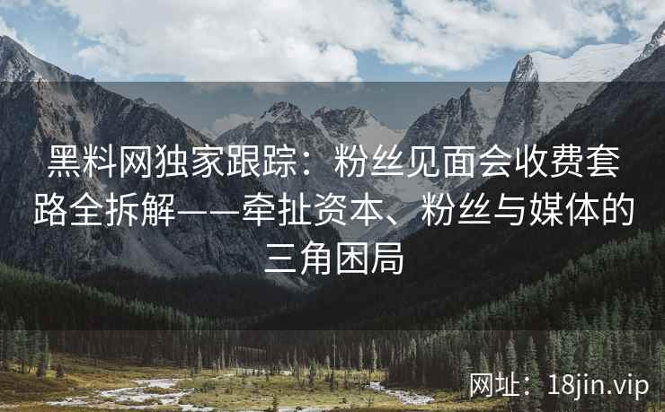 黑料网独家跟踪：粉丝见面会收费套路全拆解——牵扯资本、粉丝与媒体的三角困局