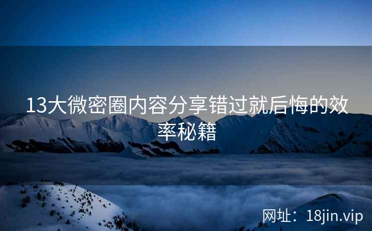 13大微密圈内容分享错过就后悔的效率秘籍  第2张
