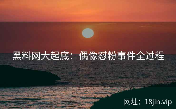 黑料网大起底：偶像怼粉事件全过程